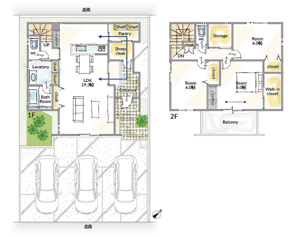 パントリーを取り入れた間取り図面