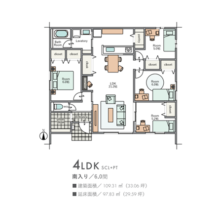 ゆとりある平屋の間取り図面