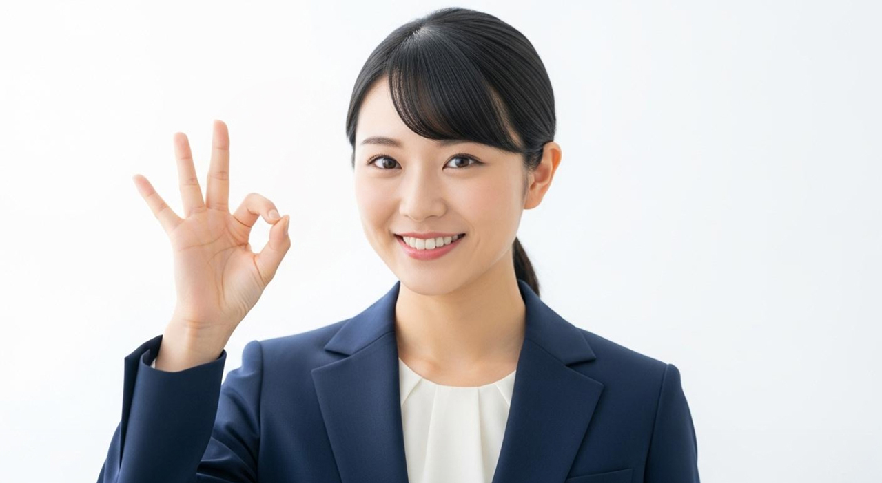 住宅ローンの安心感を示す女性スタッフのOKサイン