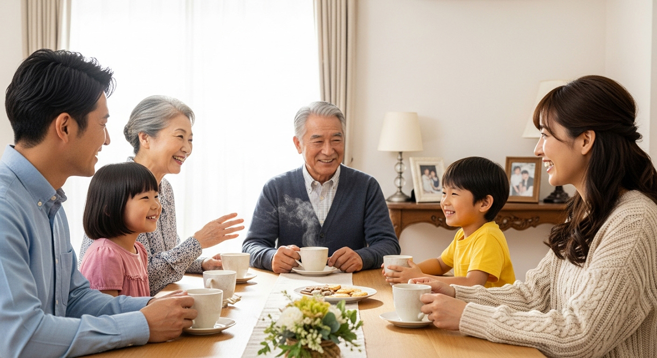 三世代が集うリビング