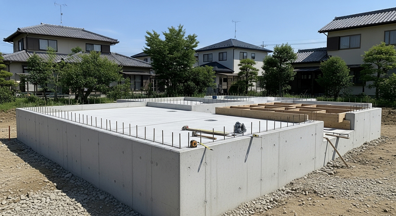 住宅建築の基礎工事の様子