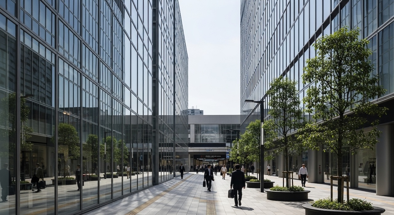 ガラス張りのオフィス街