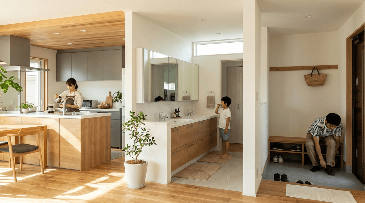 家族がそれぞれが効率の良い動線で暮らす