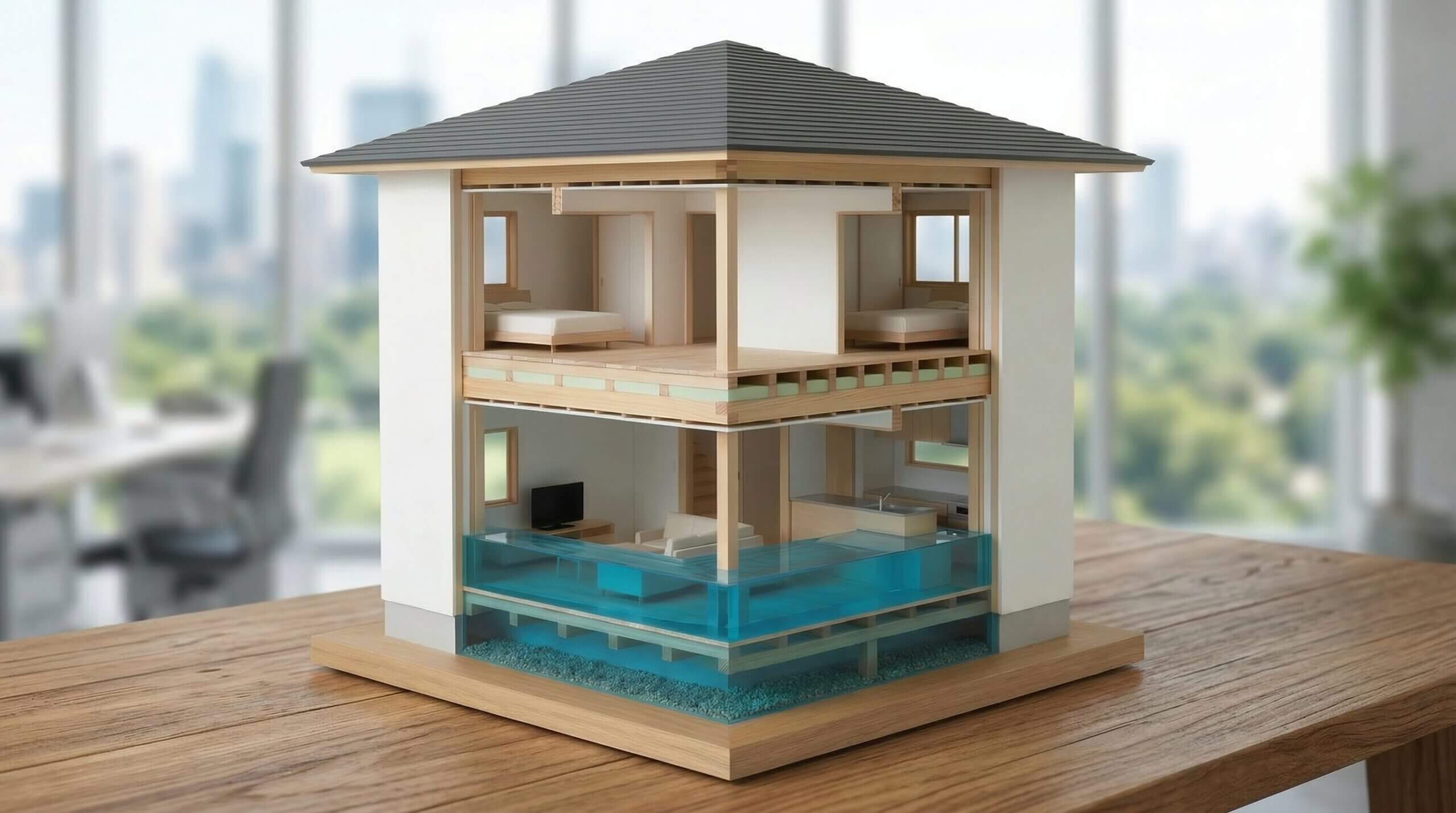 住宅の浸水深断面模型